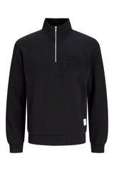 Jack & Jones Newove Erkek Dik Yaka Yarım Fermuarlı Sweatshirt 12299799 - Siyah