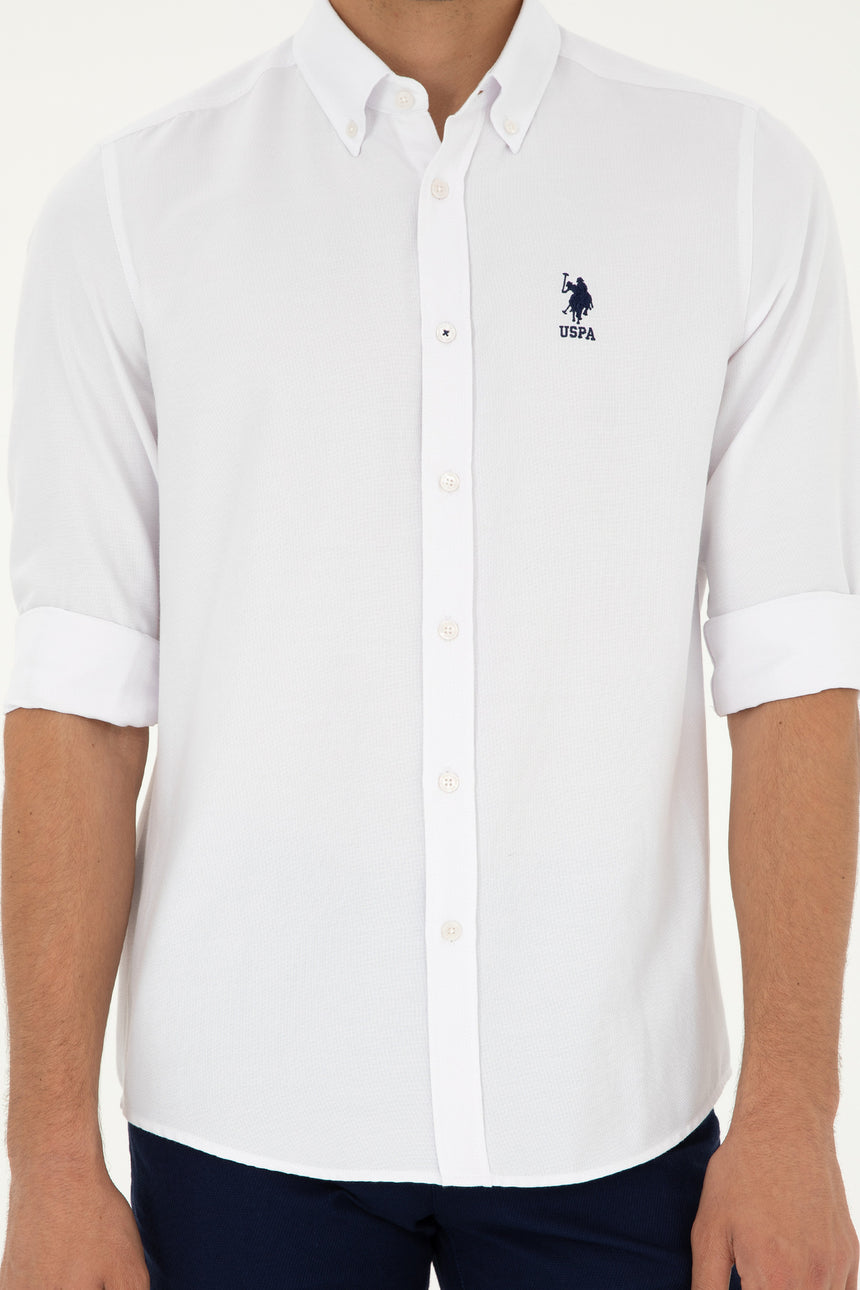 US POLO ASSN ERKEK DOKUMA GÖMLEK 1886621 - Beyaz