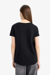 Defacto Kadın Short Sleeve T-Shirt K1507Az - Siyah