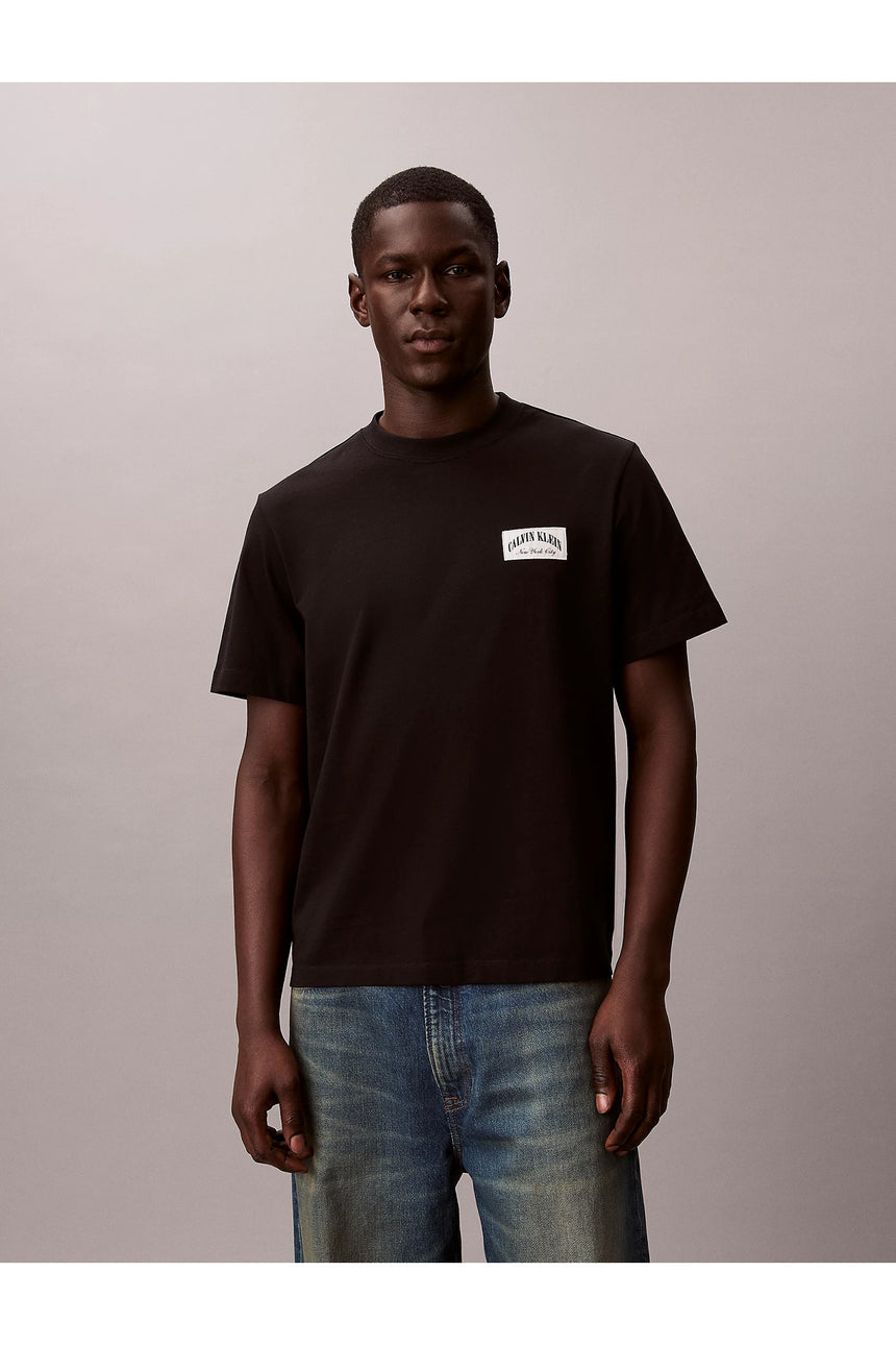 Calvin Klein Erkek SS 20S EASY COLLEGIATE BADGE TEE LV04RF294G - Siyah