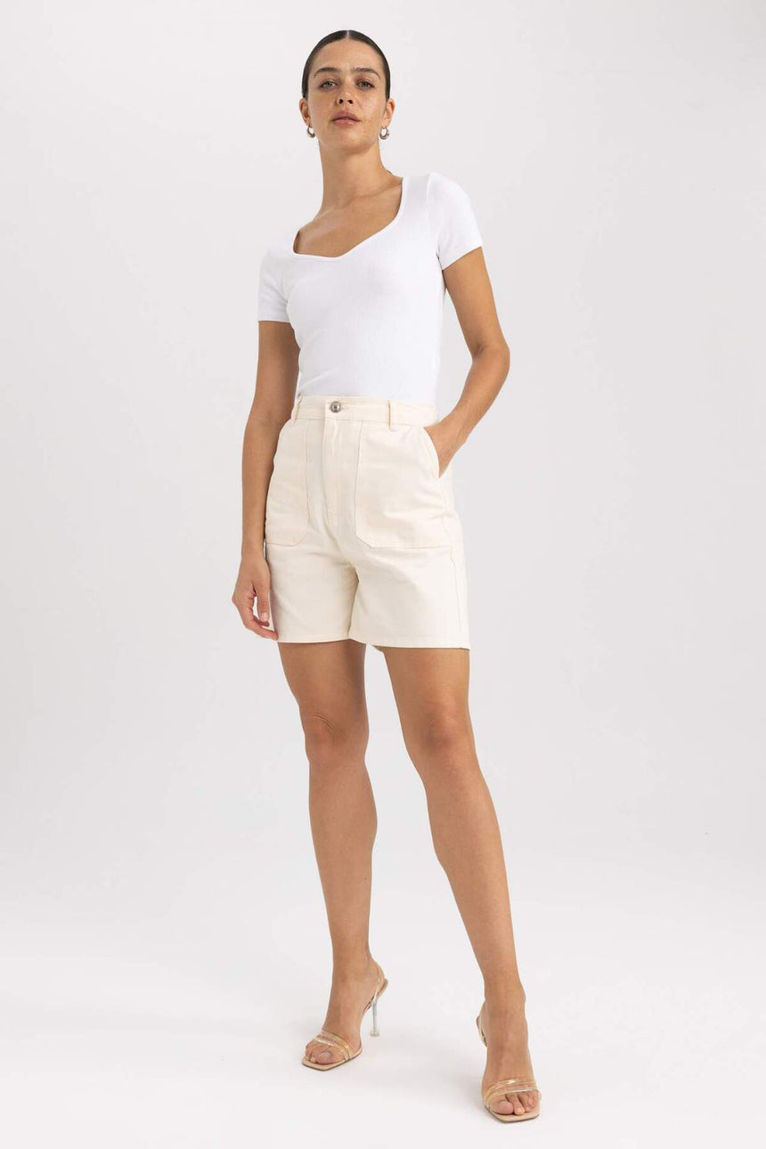 Defacto Kadın Short A8124Ax - Ekru