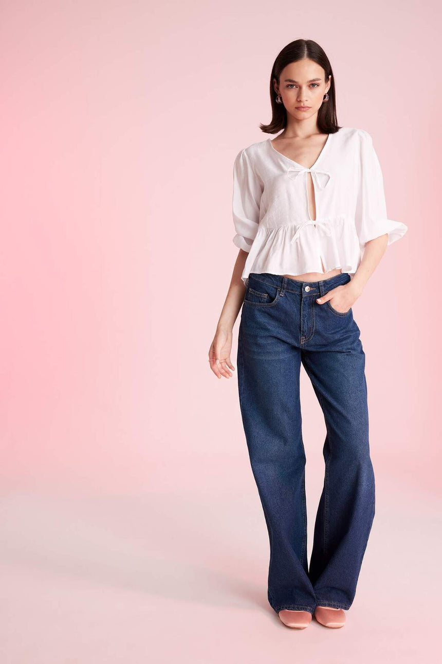 Defacto Kadın Long Sleeve Blouse D4435Ax - Kırık Beyaz