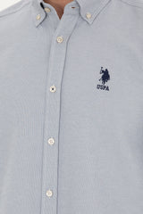 US POLO ASSN ERKEK DOKUMA GÖMLEK 1886621 - Gri/ Bej /Krem