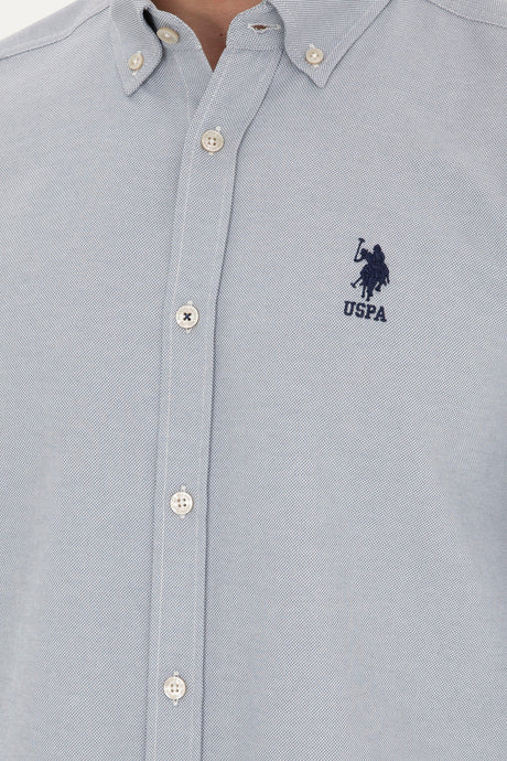US POLO ASSN ERKEK DOKUMA GÖMLEK 1886621 - Gri/ Bej /Krem