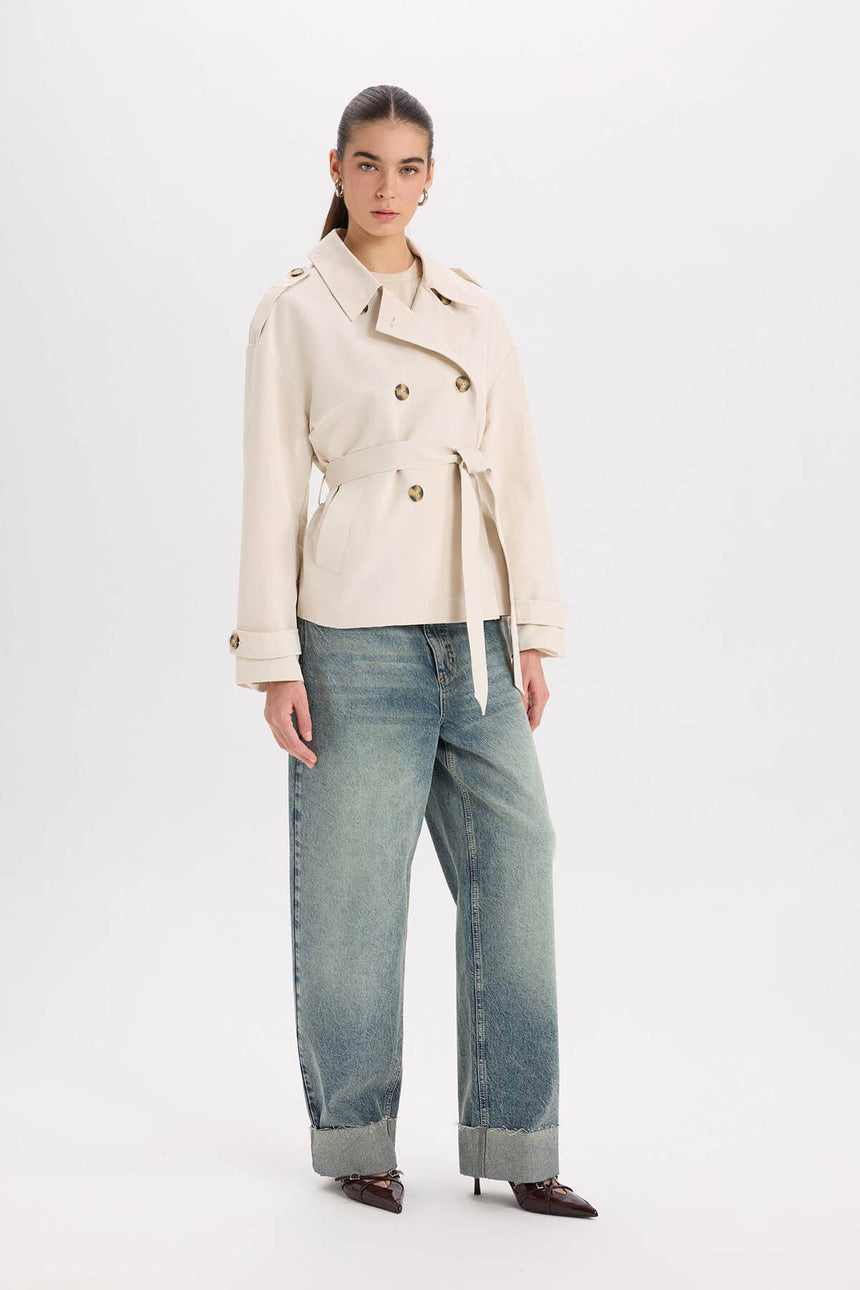 Defacto Kadın Trenchcoat B9705Ax - Kum Beji