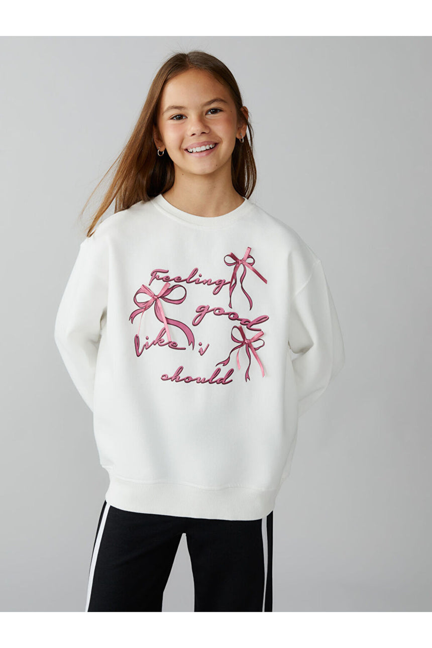 LC Waikiki Çocuk Sweatshirt W5OF68B4 - Ekru