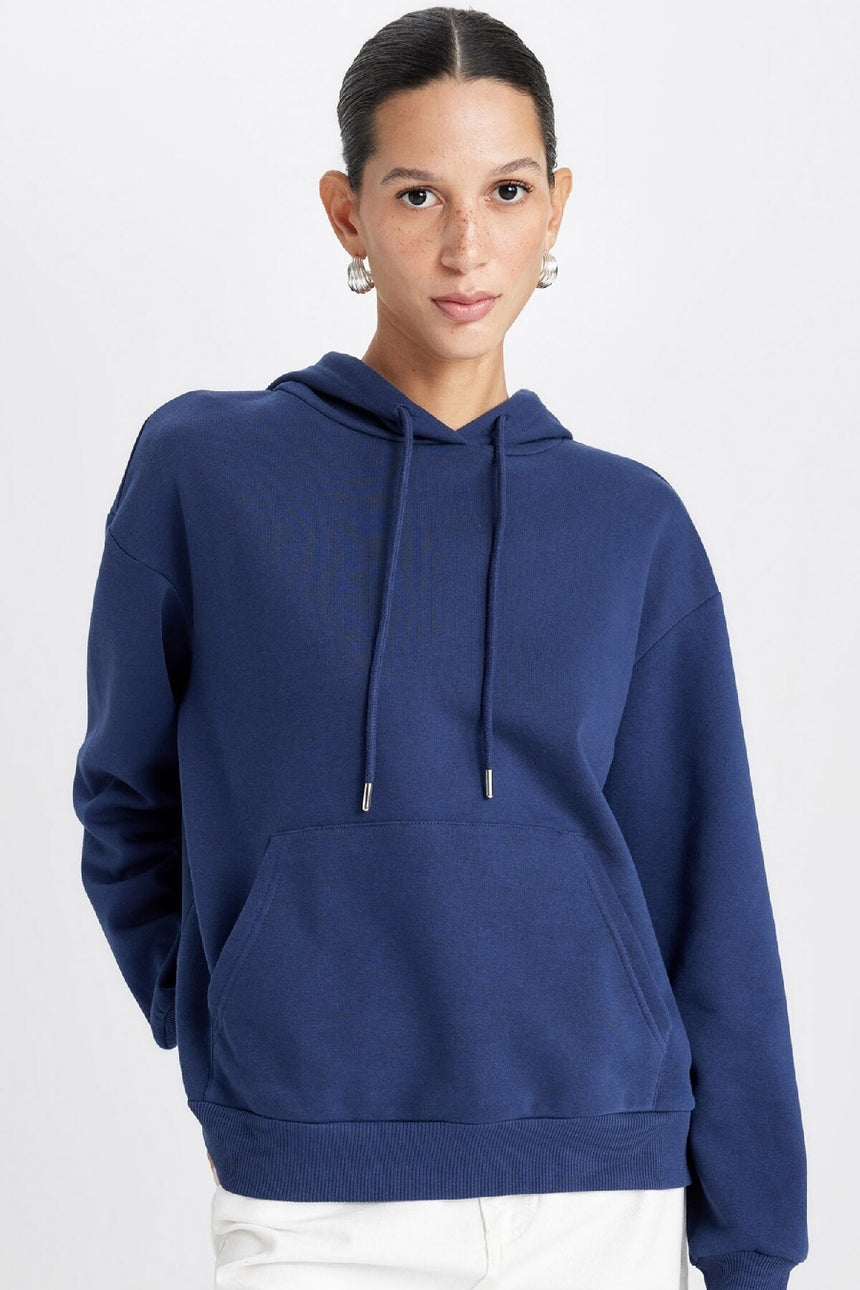 Defacto Kadın Sweat Shirt W1240Az - Koyu Lacivert