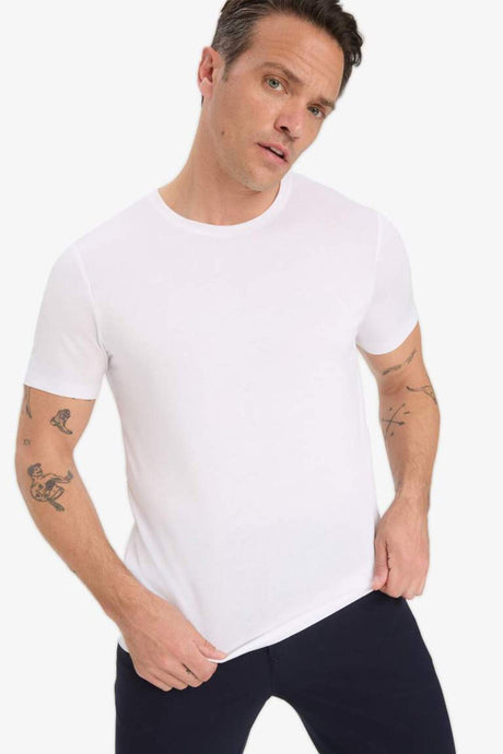 Defacto Erkek Short Sleeve T-Shirt M6606AZ - Beyaz