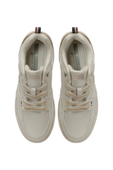 Sporline U.S. Polo Assn. bej renkli, %100 tekstil malzemeden üretilmiş, memory foam tabanlı kadın sneaker ayakkabı