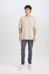 Defacto Erkek Short Sleeve T-Shirt X3926Az - Açık Kahve