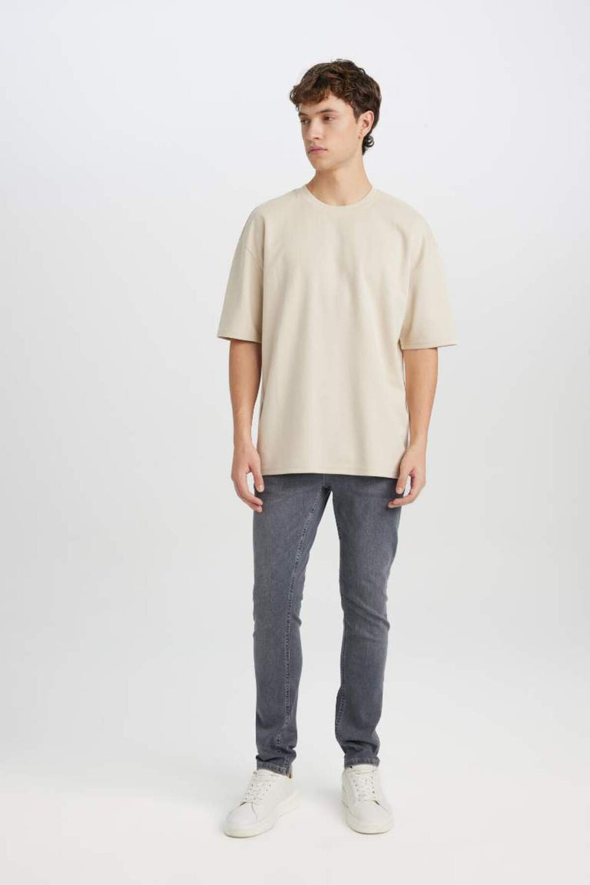 Defacto Erkek Short Sleeve T-Shirt X3926Az - Açık Kahve