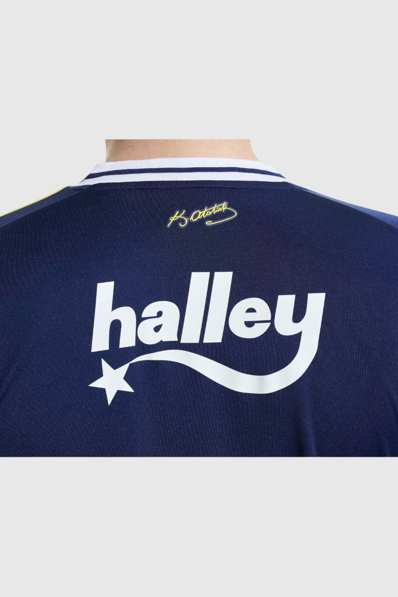 Sporline adidas Fen H JSY erkek forma, lacivert renkli, göğüs kısmında beyaz halley baskılı polyester spor tişört