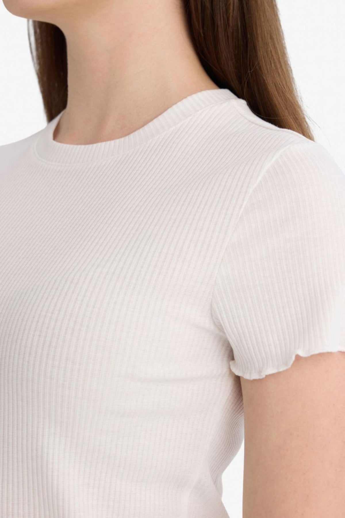 DeFacto Kadın Kısa Kollu T-Shirt K7064AZ - Kırık Beyaz