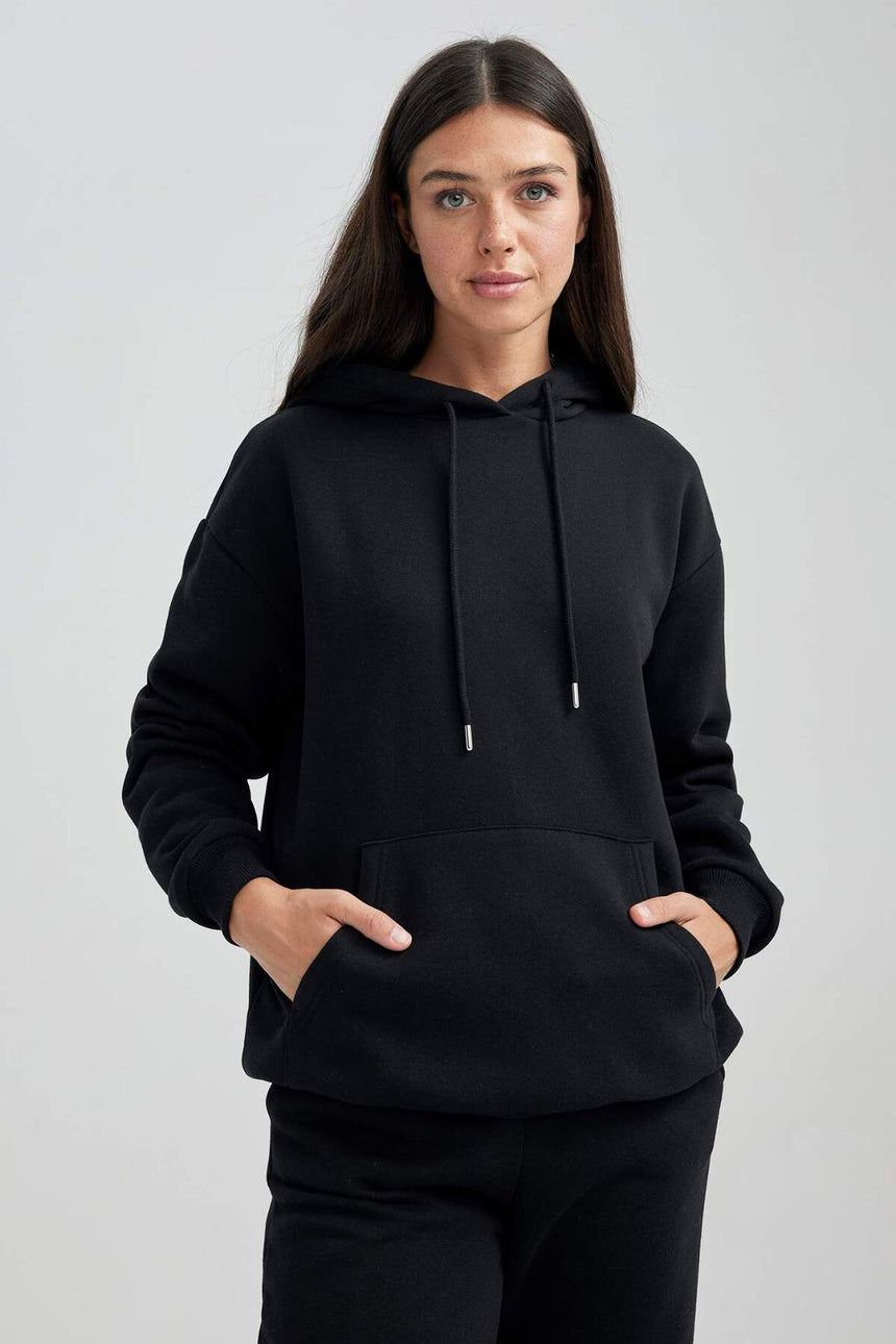 Defacto Kadın Sweat Shirt W8071Az - Siyah