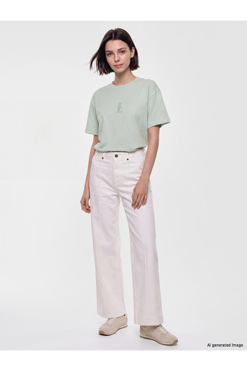 LCW KADIN W6DE34E8 PNT,EZO-SOLID - Ekru