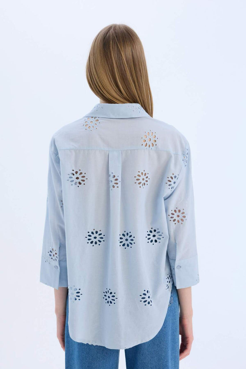 Defacto Kadın Long Sleeve Shirt B5419Ax - Açık Mavi