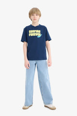 Defacto Çocuk Short Sleeve T-Shirt E0183A8 - Lacivert