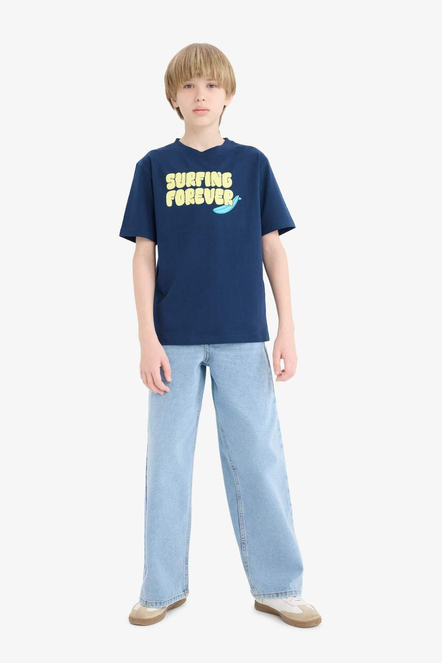 Defacto Çocuk Short Sleeve T-Shirt E0183A8 - Lacivert