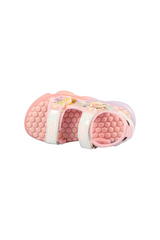 Sporline Vicco pudra pembe renkli, microfiber ve tekstil malzemeden üretilmiş, cırt cırtlı çocuk sandalet modeli.