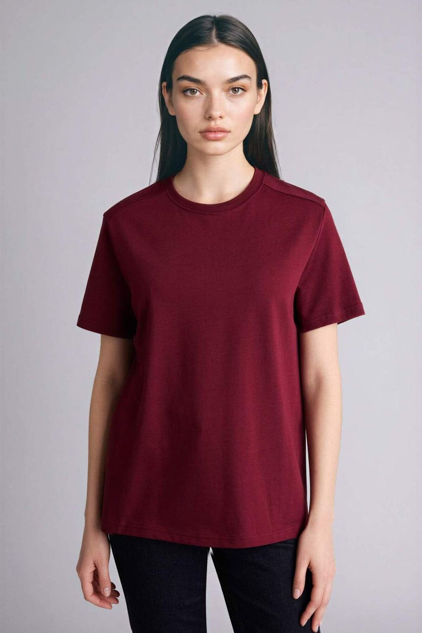 Defacto Kadın Short Sleeve T-Shirt A9428AX - Bordo
