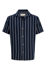 JACK&JONES JJECOBA STRIPE RESORT SHIRT SS SN 12271060 - Koyu Mavi