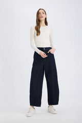 Defacto Kadın Trousers E3873Ax - Mavi/Siyah