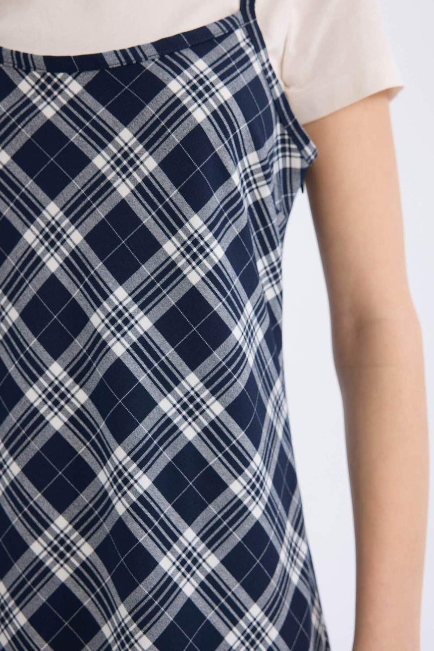 Defacto Kadın Short Sleeve Woven Dress E4397Ax - Koyu Lacivert