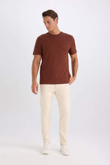 DeFacto V7699AZ Erkek T-Shirt - Kahverengi