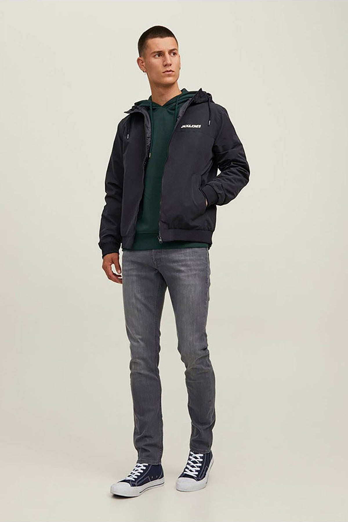 Jack & Jones Rush Erkek Kapüşonlu Bomber Mont 12200208 - Siyah