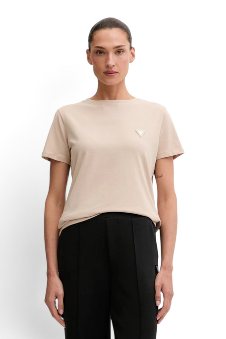 Sporline Guess Colette krem rengi bisiklet yaka kısa kollu kadın t-shirt