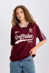 Defacto Kadın Short Sleeve T-Shirt D9140Ax - Bordo