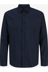 JACK&JONES PLUS JJEFIELD MELANGE SHIRT LS SN PLS 12299869 - Koyu Lacivert