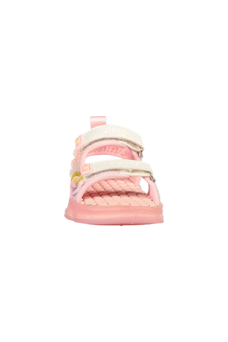 Sporline Vicco pudra pembe renkli, microfiber ve tekstil malzemeden üretilmiş cırt cırtlı çocuk sandalet