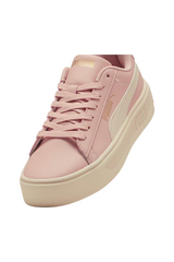 Sporline Puma Smash Platform v3 pembe renkli, altın detaylı ve kalın tabanlı kadın spor ayakkabı