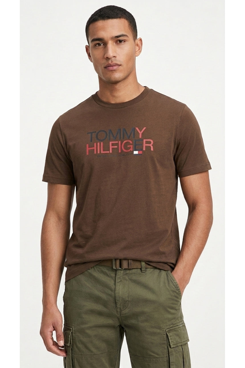 Tommy Hilfiger Erkek BRAND LOVE BIG TEXT TEE MW0MW42369 - Kahverengi