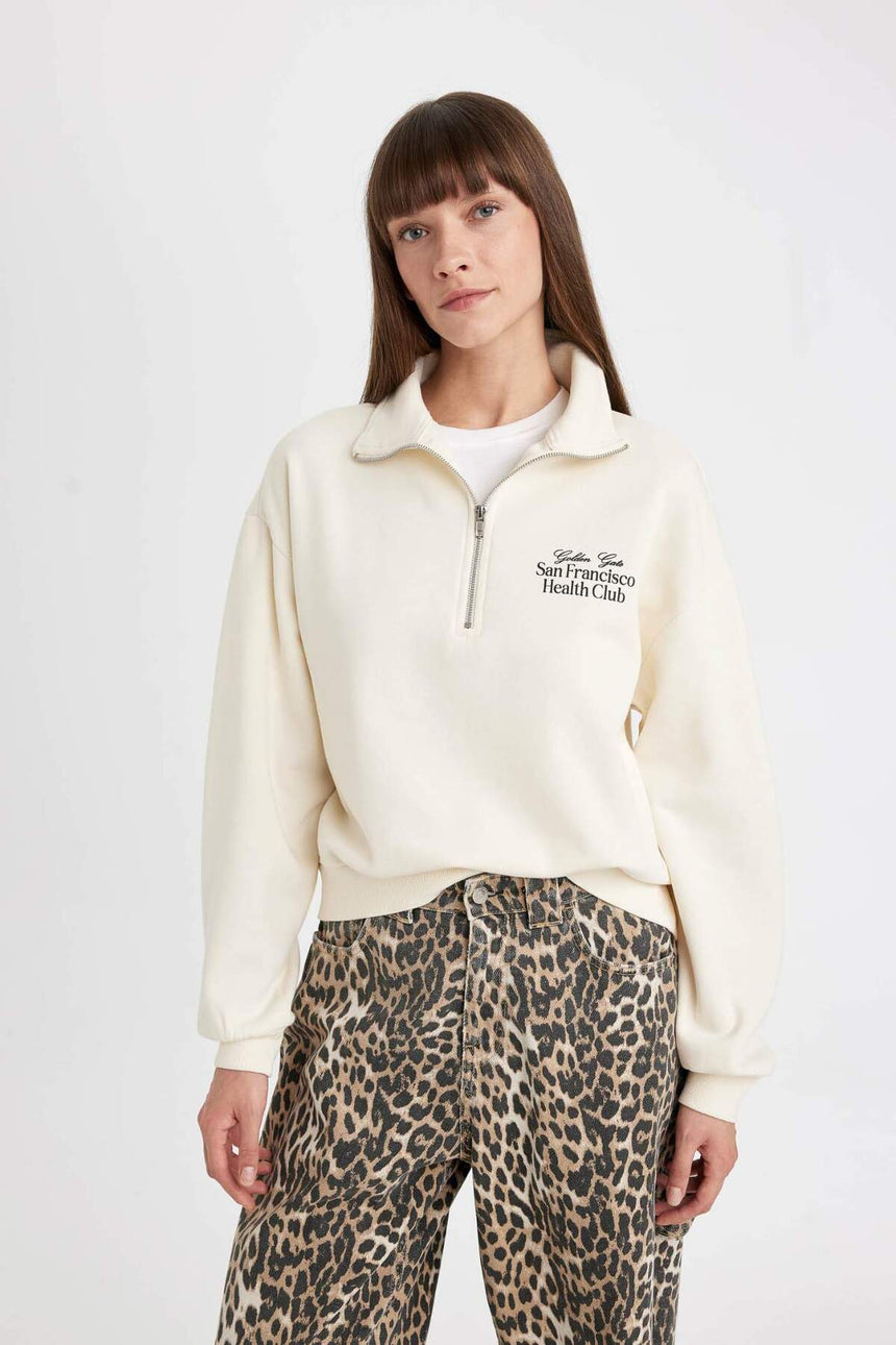 Defacto Kadın Sweat Shirt D5298Ax - Kum Beji