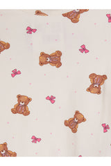 LC Waikiki Kız Çocuk Fırfırlı Pijama Takımı W6M023B1 - Krem