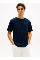 Tommy Hilfiger Erkek FLAG TEE MW0MW42382DCC - Mavi