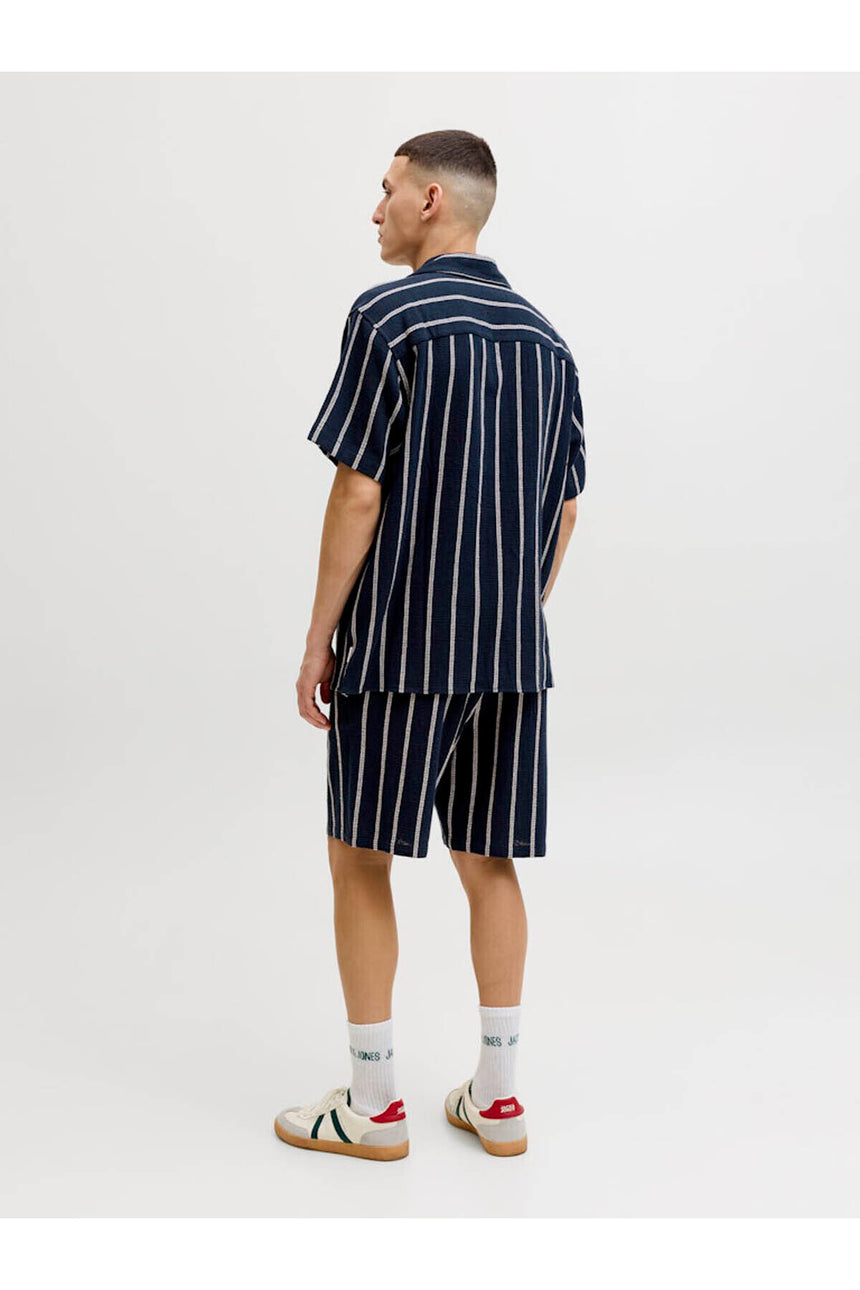 JACK&JONES JJECOBA STRIPE RESORT SHIRT SS SN 12271060 - Koyu Mavi