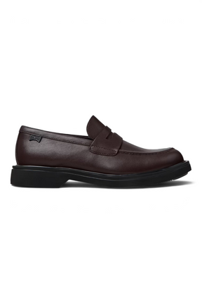 Sporline Camper Norman koyu kahverengi deri erkek loafer ayakkabı, hafif XL EXTRALIGHT tabanlı şık günlük model.