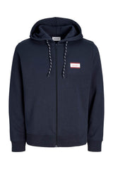 Jack & Jones Buster Erkek Kapüşonlu Fermuarlı Sweatshirt 12298627 - Mavi