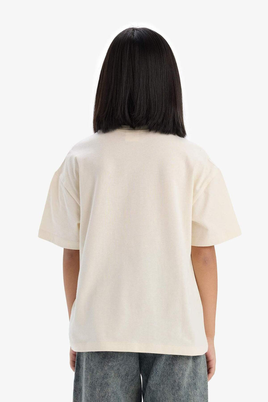 Defacto Çocuk Short Sleeve T-Shirt E0386A8 - Ekru