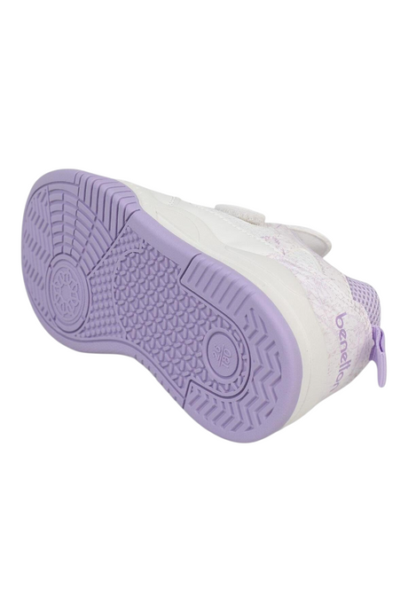 Sporline Benetton lila renkli, tekstil malzemeden üretilmiş, desenli çocuk sneaker ayakkabısı taban detayı