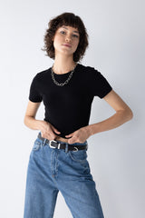 Defacto Kadın Short Sleeve T-Shirt T9631Az - Siyah