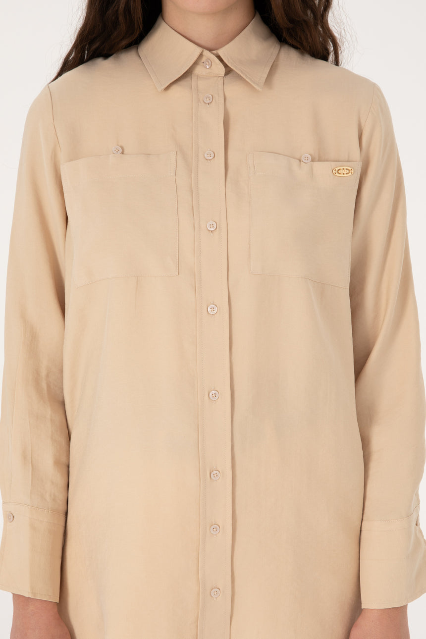 US POLO ASSN BAYAN DOKUMA GÖMLEK 2102852 - Gri/ Bej /Krem