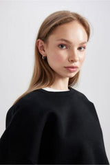 Defacto Kadın Sweat Shirt Y1346Az - Siyah