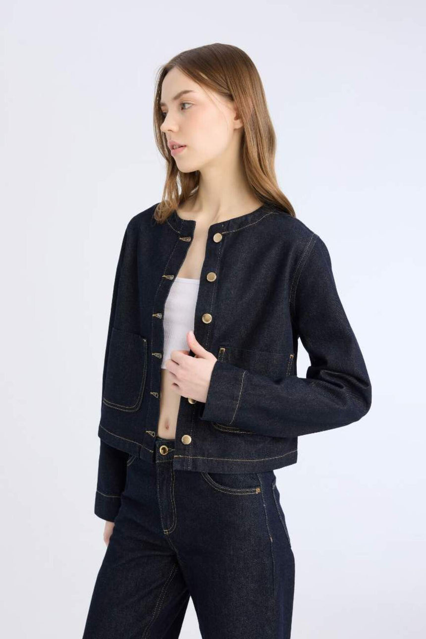 Defacto Kadın Jacket D5153Ax - Koyu Mavi