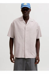 Jack & Jones Breeze Erkek Keten Karışımlı Kısa Kollu Gömlek 12288594 - Bej