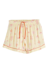 Sporline LC Waikiki ekru renkli, desenli ve bağcıklı viskon kadın pijama şortu