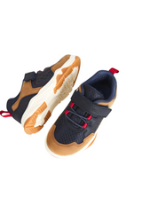 Sporline Vicco lacivert ve taba renkli, tekstil malzemeden üretilmiş cırt cırtlı çocuk sneaker ayakkabı